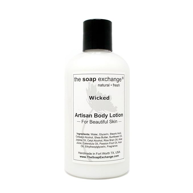 The Soap Exchange Body Lotion - Wicked Scent - Hand Crafted 8 fl oz / 240 ml Natural Artisan Skin Care for Hand, Face, & Body, Moisturize, Hydrate, & Protect. Made in the USA.