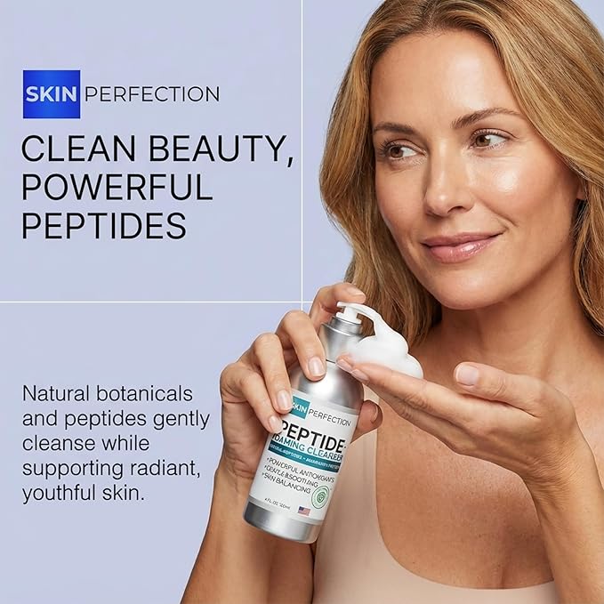 Skin Perfection Foaming Peptide Cleanser Ewg Verified Healthy Boost Amaranth Natural Amino Acids & Botanicals Soothing Facial Cleanser Face Wash Foam 4 Oz