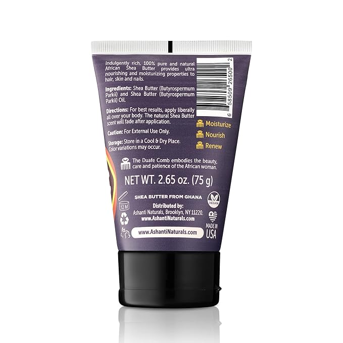 Ashanti Naturals Yellow Whipped Shea Butter | 100% Natural African Shea Butter | Moisturizing and Fragrance Free (2.65 oz Tube)