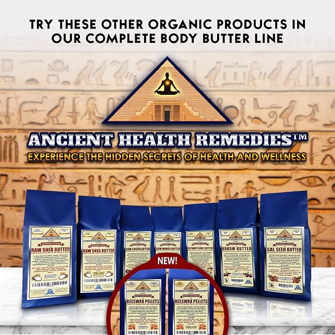Ancient Health Remedies Organic Unrefined Raw AFRICAN YELLOW SHEA BUTTER 1 LB (16 oz) BLOCK Grade A for Anti Aging, Dry Skin, Base for DIY Body Butter, Beauty, Skin Moisturizer & Hand Cream (GHANA)