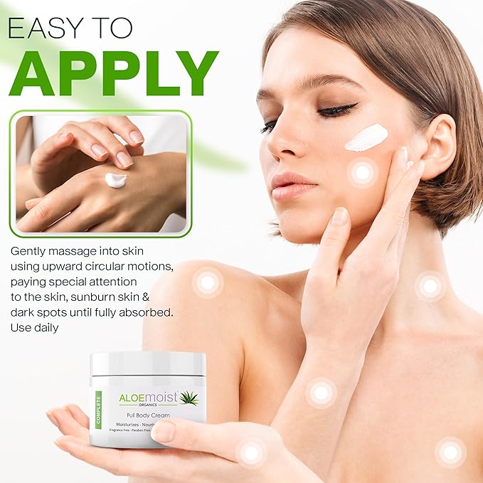 Organic Aloe Vera Face Cream & Body Moisturizing Cream, Natural Aloe Vera Lotion with Vitamin E Oil, Vitamin C, Retinol Cream, Shea Butter, Anti Aging Face Moisturizer for Women Dry Skin (4 oz - 2pk)
