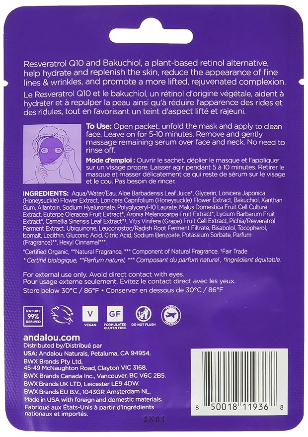 Andalou Naturals, Age Defying Instant Rejuvenate & Firm Sheet Mask