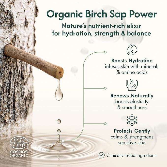 Birch Sap Face Mist – COSMOS Certified Organic Formula with Hyaluronic Acid & Chaga Mushroom, Fragrance Free, Made in Finland 3.38 oz (100 ml), 1 Bottle