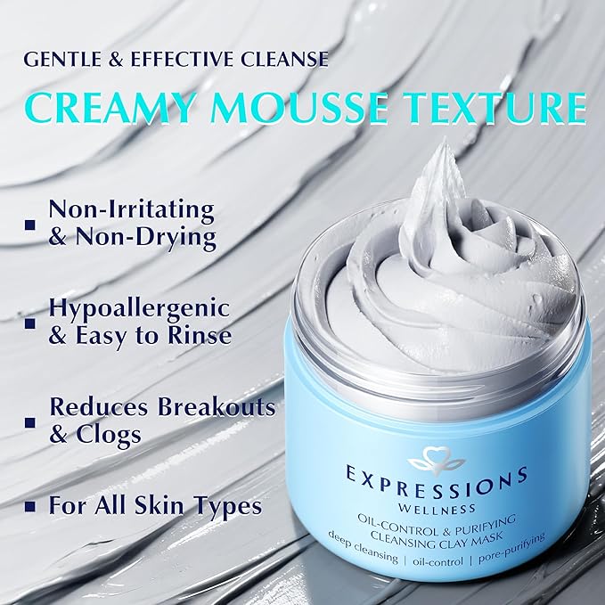 Clay Mask for Face: Deep Cleansing Pore, Dead Sea Mud Mask with Salicylic Acid, Oil-Control, Reduces Acne – for Sensitive, Oily & Acne-Prone Skin, 4.06 Oz