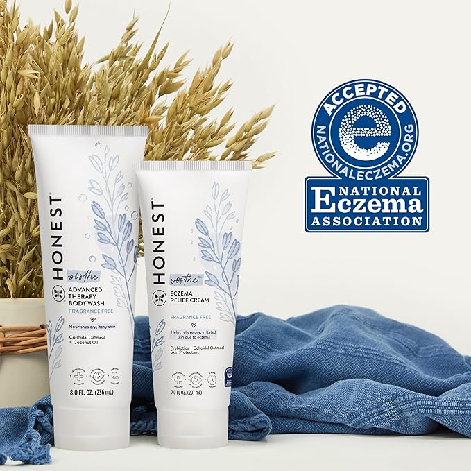 The Honest Company Eczema Soothing Therapy Cleansing Body Wash, Naturally Derived Gentle for Baby, Prebiotics Colloidal, Oatmeal, 8 oz
