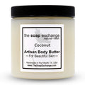 The Soap Exchange Body Butter - Coconut Scent - Hand Crafted 8 fl oz / 240 ml Natural Artisan Skin Care, Shea Butter, Aloe Vera, Nourish, Moisturize, & Protect. Made in the USA.