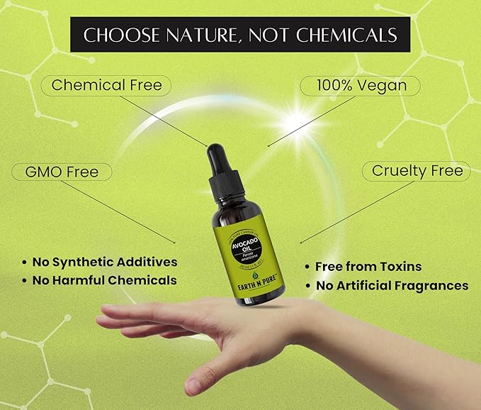 Earth N Pure Avocado Oil Cold Pressed, Natural and Therapeutic Grade for Hair and Skin - 100 ml