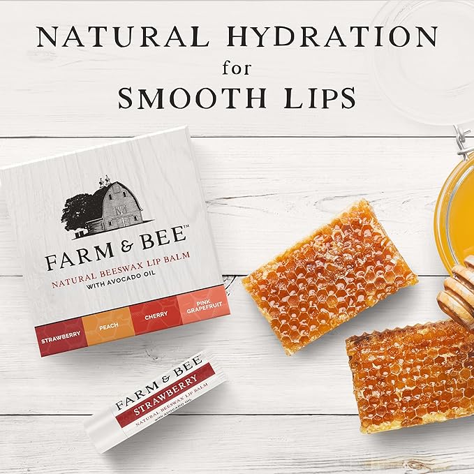 Natural Lip Balm Variety Pack, 4 Flavors, Organic Ingredients, Moisturizing, Healing