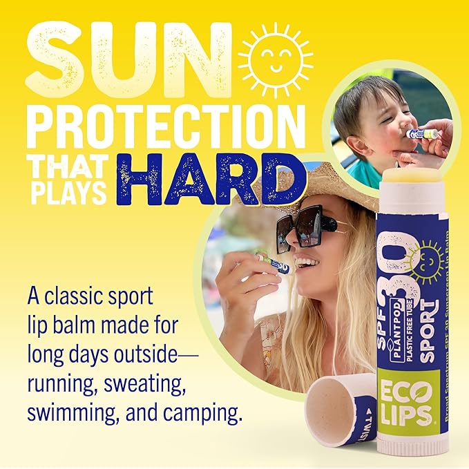 Eco Lips Classic Sport SPF 30 Broad Spectrum Sunscreen Lip Balm – 6-Pack (Classic Vanilla) | Organic Moisturizing Lip Protection | Made in USA, Cruelty-Free Outdoor Lip Care