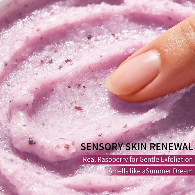 Raspberry Body Scrub & Body Scrub Moisturizing and Exfoliating Body, Face, Hand, Foot Scrub,Deep Cleansing (280g, raspberry)
