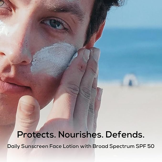 MARLOWE. No. 128 Men's Facial Lotion with Sunscreen SPF 50, 3.4 oz (2 Pack), Oil-Free, Lightweight Daily Face Moisturizer for Men, Includes Natural Extracts to Hydrate, Nourish & Soothe