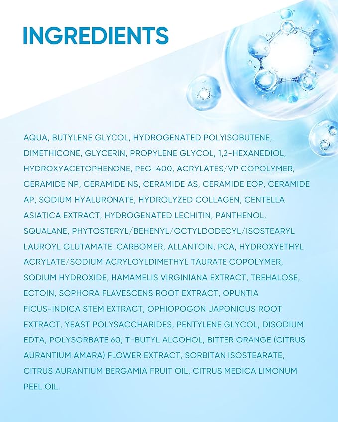Face Moisturizer with 5X Ceramides, Hydrating Moisture Barrier Repair Cream for Sensitive/Oil Skin Types, Hyaluronic Acid & Centella (Ceramides, 2.82 OZ (Pack of 1))
