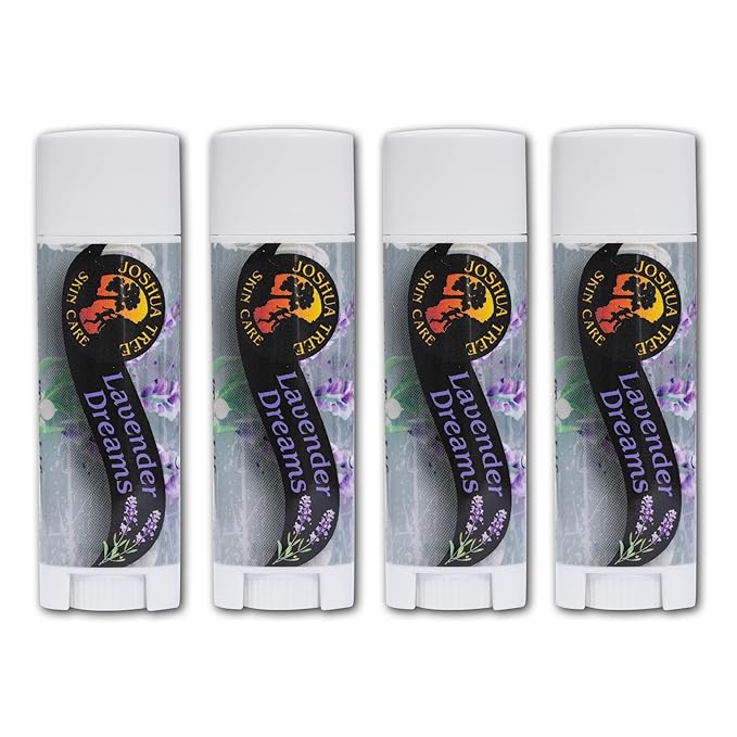 Joshua Tree Organic Lip Balm: 25 Flavor Varieties Made with Beeswax (4-pack, Lavender Dreams)