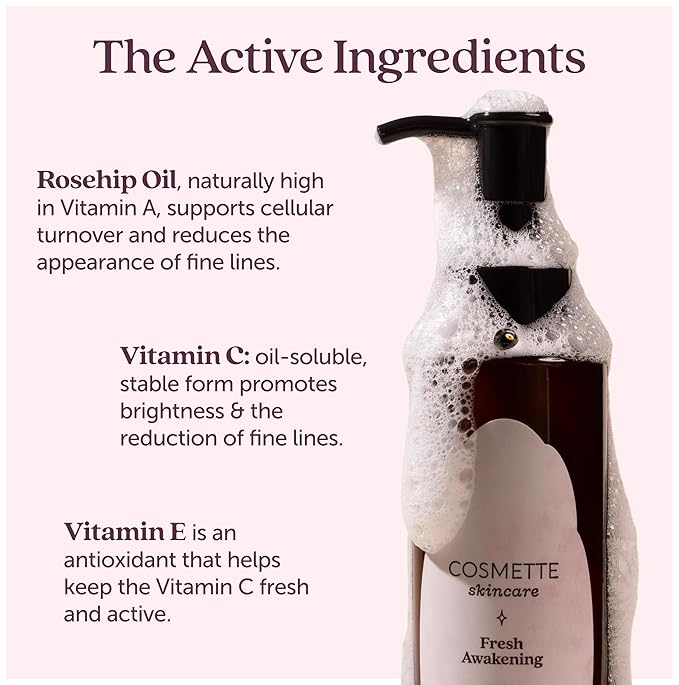 Fresh Awakening Gentle Face Wash for Women - Foaming Oil to Foam Facial Cleanser & Makeup Remover - Natural, Hydrating, Rich in Squalane, Omegas, Vitamin A + Antioxidants