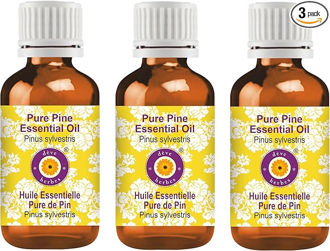 Deve Herbes Pure Pine Essential Oil (Pinus sylvestris) Steam Distilled (Pack of Three) 100ml X 3 (10 oz)