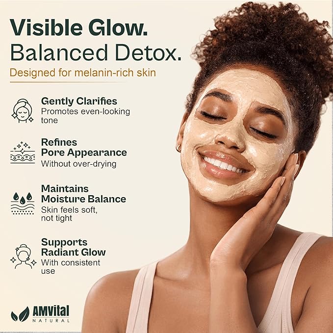 AMVital Turmeric Face Mask, Clay Facial Masks with Vitamin C, Skin Care for Acne and dark Spots, Smooth & Refine Pores, Anti Aging for Women, Non-Greasy Hydrating