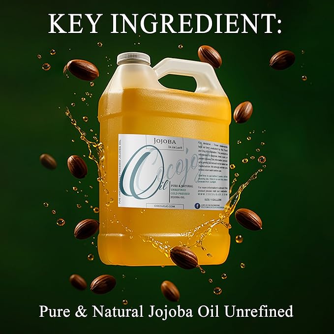 Cocojojo Jojoba Oil Organic, jojoba Oil for Hair Growth, for Skin, for Face, 100% Pure Natural, Cold Pressed, Deep Moisturizing Anti-Aging, Essential Oils - 128 Fl Oz