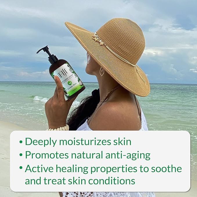 Coco Fiji Face & Body Lotion Infused With Coconut Oil | Lotion for Dry Skin | Moisturizer Face Cream & Massage Lotion for Women & Men | Cucumber Melon 12 oz, Pack of 3