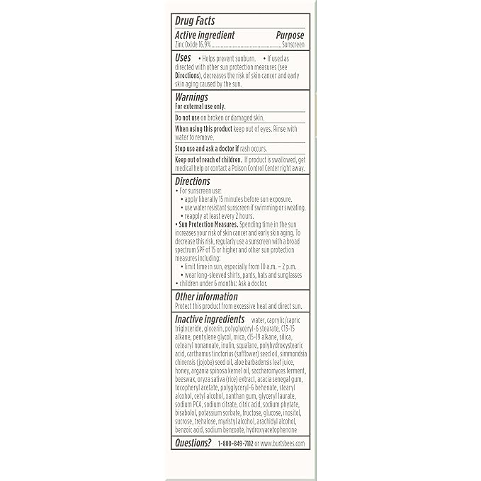 Burts Bees Sensitive Solutions SPF 30 Calming Day Lotion with Aloe and Rice Milk, Broad Spectrum SPF 30, Lightweight Mineral Sunscreen, 99.4% Natural Origin, 1.8 Fluid Ounces