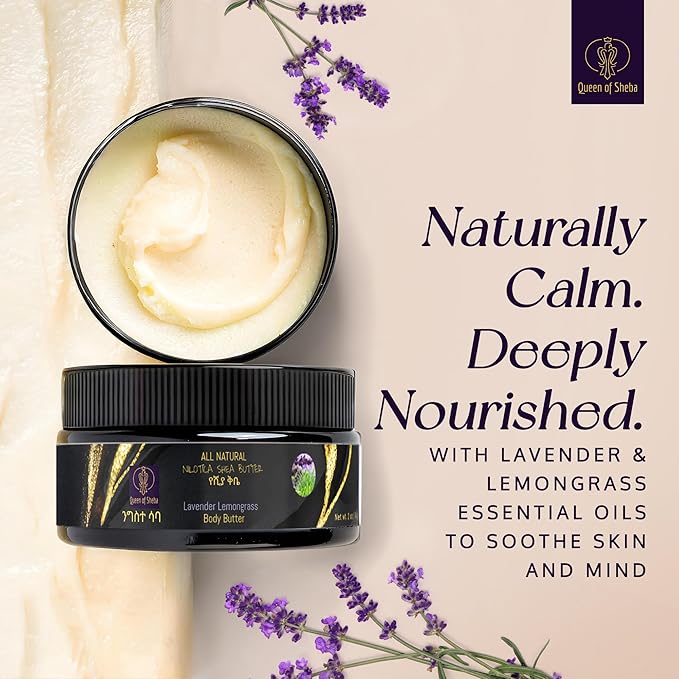 African Shea Butter Raw Organic Shea Butter for Skin 2 Oz Lavender Lemongrass – USDA Organic Certified All-Natural Moisturizer for Face, Hair and Body Care, Suitable for All Skin Types