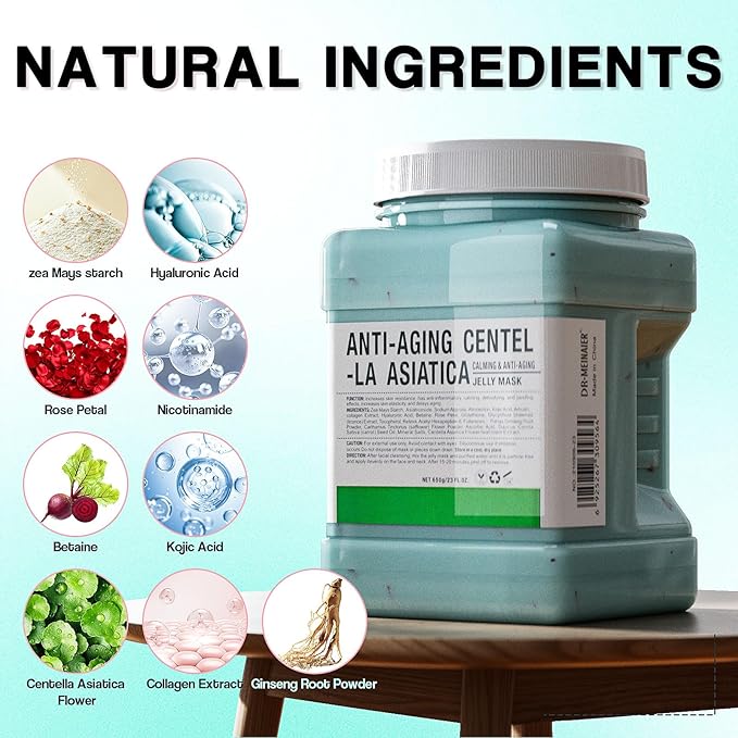 Vajacial Hydro Jelly Mask Powder for Face, Jelly Mask for Facials Professional, Jelly Facial Mask for Teens and Women. Jelly face mask. (Centalla Asiatica)