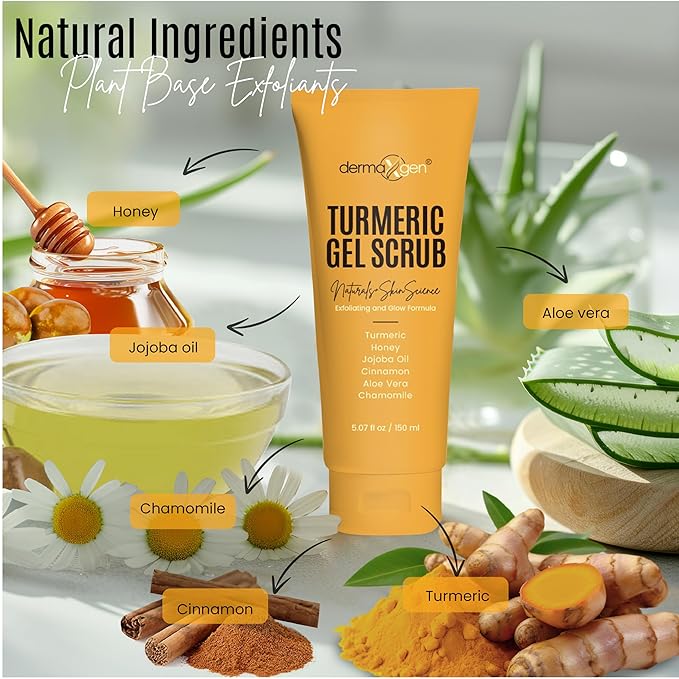 Turmeric Gel Scrub – Exfoliate, Brighten, and Refresh Your Skin with Turmeric. Achieve a Smooth, Radiant Complexion by Removing Dead Skin Cells and Impurities for a Natural Glow