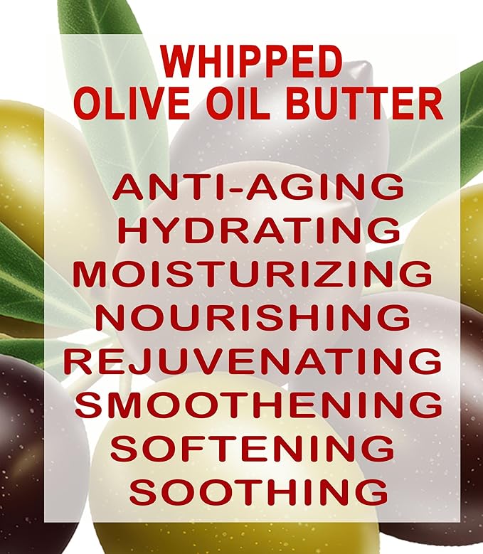 Botanical Beauty Whipped OLIVE OIL BUTTER 100% Natural Pure Organic Cocoa Butter, Shea Nut Butter, Organic Olive Oil Virgin Unrefined for FACE, SKIN, BODY, HAIR, NAILS. (4 Fl Oz)