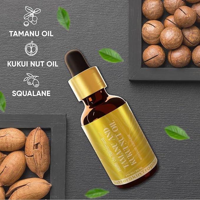 Tamanu & Kukui Nut Oil with Squalane Oil For Face, Body & Hair | Cold-Pressed Oils for Skin Nourishment - Boosts Collagen Production