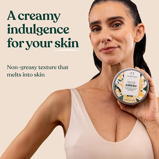 The Body Shop Almond Milk Body Butter - Nourishing & Moisturizing Skincare for Dry and Sensitive Skin – Vegan - 6.75 Oz