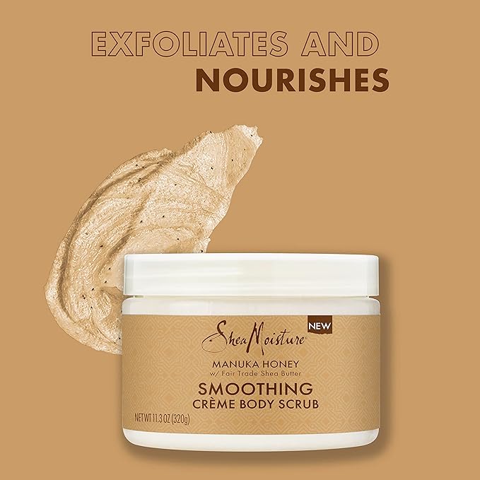 SheaMoisture Smoothing Body Scrub Manuka Honey To Reduce Rough Skin Exfoliating Body Scrub with Fair Trade Shea Butter 11.3 oz