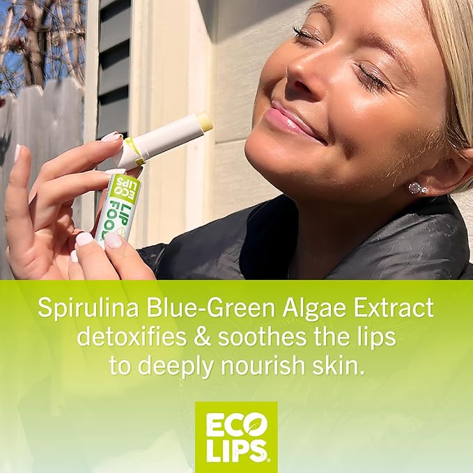 Eco Lips Lip Food - Nutrient Dense & Organic Lip Balm (Nourish), Lemon Spirulina Flavor 3-pack