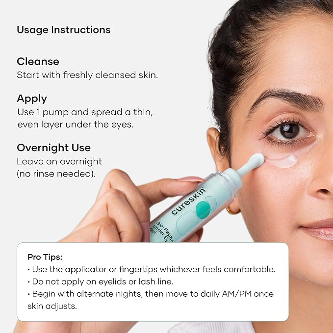 Cureskin Under Eye Gel for Dark Circles for Women and Men | Bio-Peptide Under Eye Gel to Reduce Dark Circles, Puffiness & Wrinkles | Under Eye Cream for Men and Women