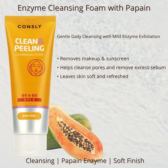 Enzyme Cleansing Foam | Korean Foaming Face Wash with Papain | Gentle Exfoliating Cleanser for Pores & Dull Skin | Removes Makeup & Sunscreen | K-Beauty Face Cleanser | 120 ml/ 4.06 fl oz.