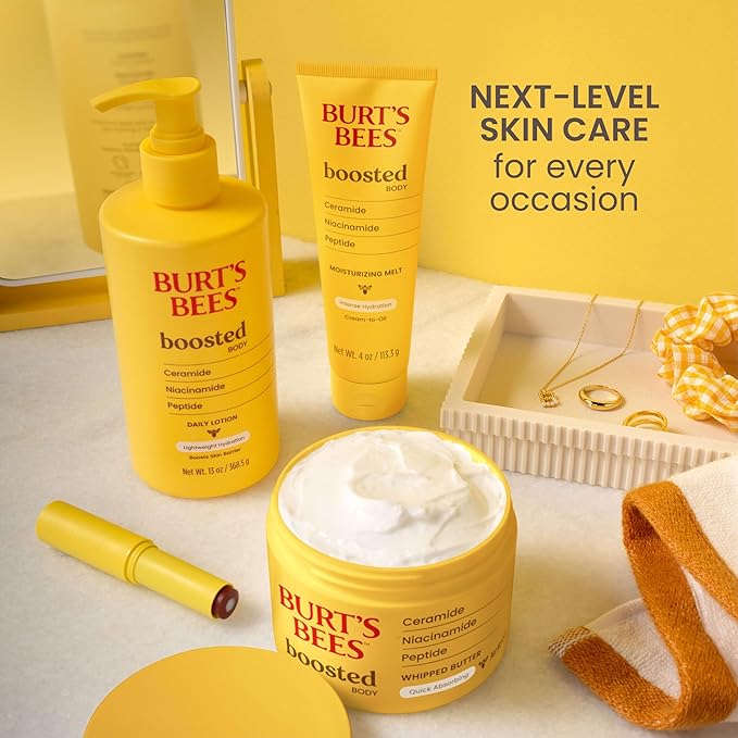 Burt’s Bees Tinted Boosted Balm, Cheeky Cherry, Hydrating Tinted Lip Balm with Vitamin C, E, and F Core, 24 Hour Lip Moisturizer with Responsibly Sourced Beeswax, 100% Natural Origin, 1 Count, 0.16oz