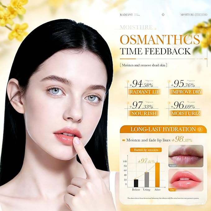 AKARY 5Pcs Osmanthus Nourish and Tender Lip Mask, Hydration Fragrance + Petrolatum Moisturize Crystal Care Gel Pads, Radiant, Tender & Firm, Reduce Lip Wrinkles, Make Your Dry Lips Attractive Sexy (5)