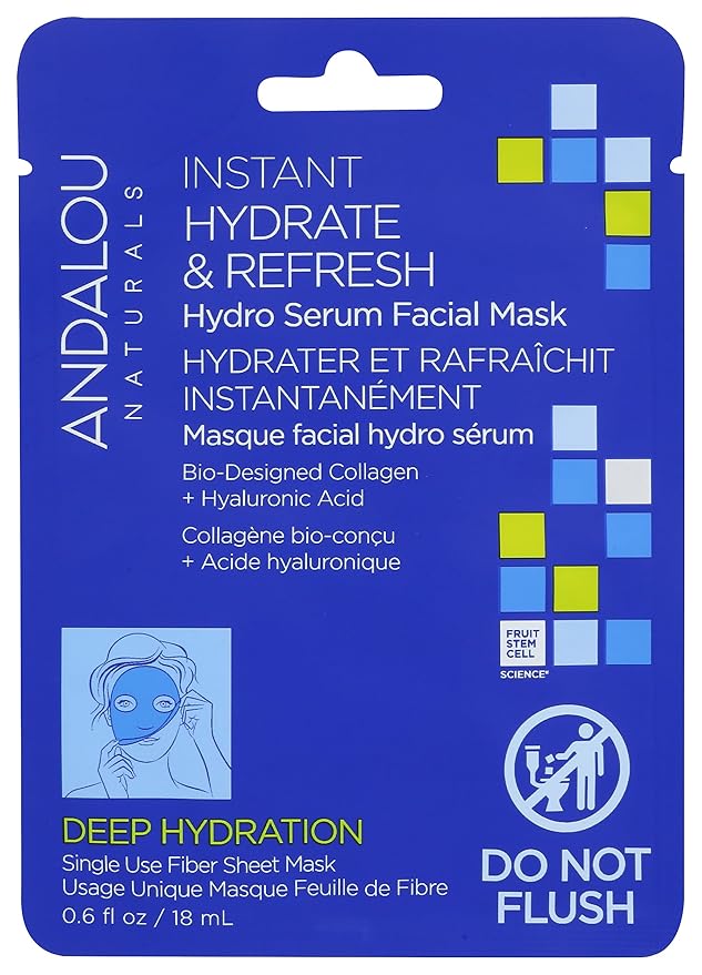 Andalou Naturals Deep Hydration Instant Hydrate & Refresh Sheet Mask, 6 OZ