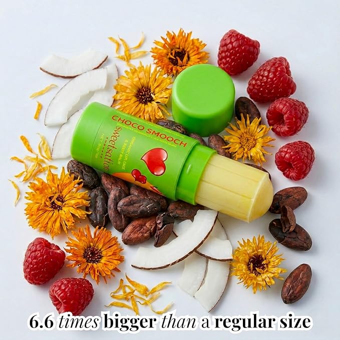 ChocoSmooch Organic Lip, Face & Body Balm, for Dry Cracked Irritated Skin with Argan, Calendula, Avocado & Sea Buckthorn, 1oz Jumbo.