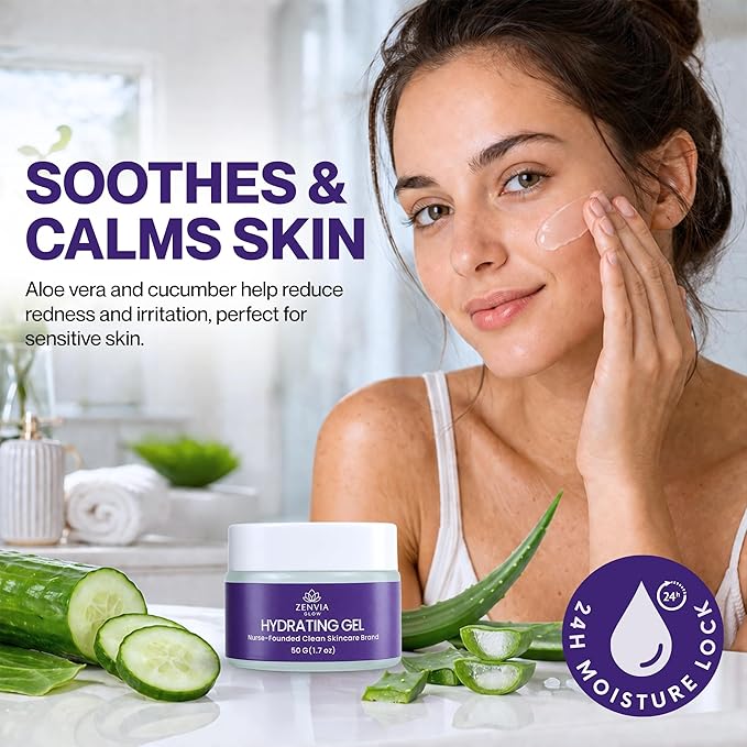 Gel Moisturizer for Face (50g) - Hydrating Face Moisturizer with Aloe Vera, Niacinamide & Vitamin E - Water Based Moisturizer for Face for Brightening & Soothing Oily Skin