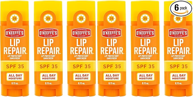 O'Keeffe's Lip Repair SPF 35 Lip Balm - Stick - Sun-Safe Moisturizer for Extremely Cracked, Dry Lips, (Pack of 6)