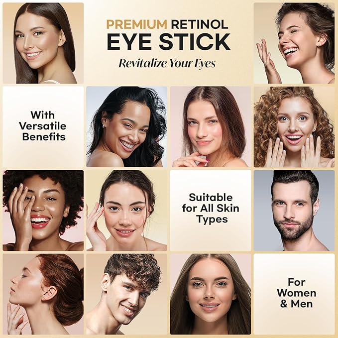 CITYGOO Retinol Eye Stick With Collagen, Hyaluronic Acid For Dark Circle, Under Eye Cream Anti Aging, For Puffiness and Bags Reduces Fine Lines (Retinol Premium Gold Edition 3g)