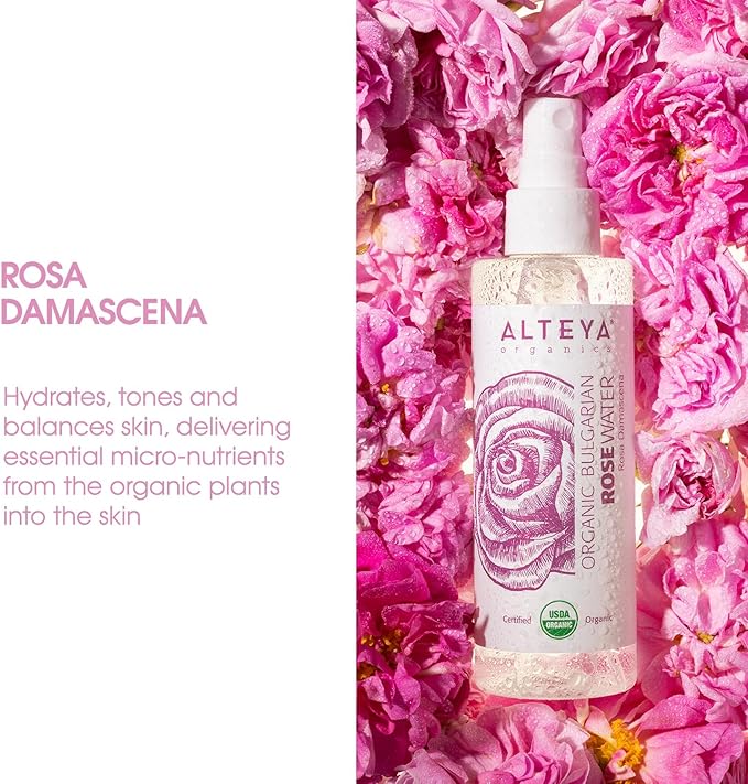 Alteya UDSA Organic Bulgarian Rose Water 3.4 Fl Oz Spray