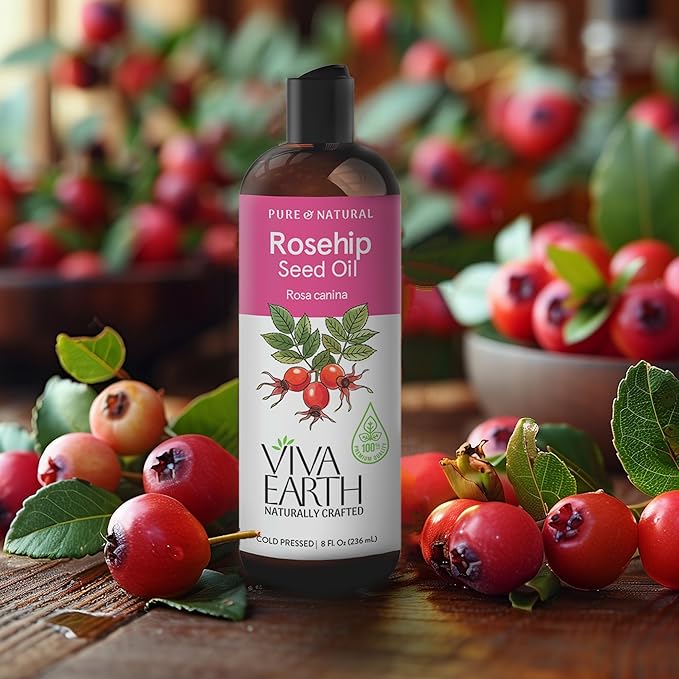 Rosehip Oil – 100% Pure & Natural Cold Pressed Rosehip Oil for Face | Lightweight, Fast-Absorbing | Face & Skin, Hair & Scalp, Gua Sha Massage, for All Skin Types, 8 Fl Oz