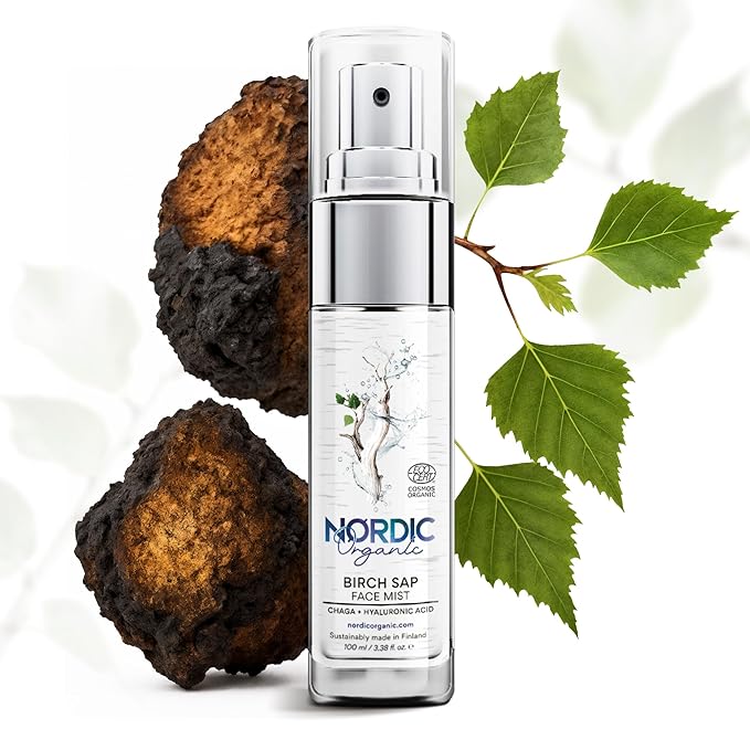 Birch Sap Face Mist – COSMOS Certified Organic Formula with Hyaluronic Acid & Chaga Mushroom, Fragrance Free, Made in Finland 3.38 oz (100 ml), 1 Bottle
