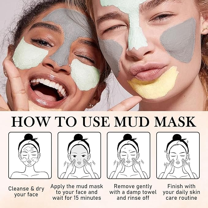 30PCS Clay Mask for Face,Vitamin C,Dead Sea Mud,Cucumber Mud Mask Set,Deep Cleansing Blackhead Remover Facial Skin Care Set,Moisturizing Face Masks for Women,Face Masks Gift Set