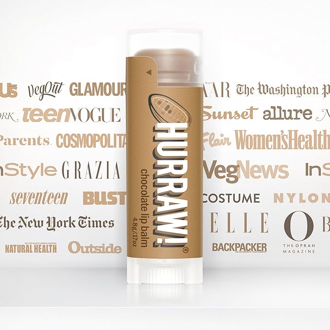 Hurraw! Chocolate Lip Balm, 2 Pack: Organic, Certified Vegan, Cruelty and Gluten Free. Non-GMO, 100% Natural Ingredients. Bee, Shea, Soy and Palm Free. Made in USA