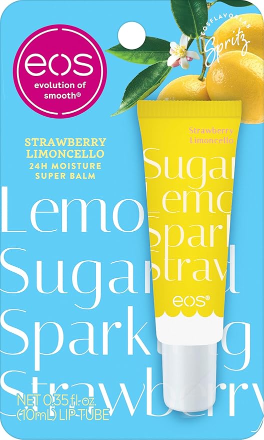 eos Limited Edition 24H Moisture Super Balm, Strawberry Limoncello - Hydrating, Moisturizing Lip Treatment, For Dry Lips, Shea Butter, Cruelty-Free, 0.35 fl oz