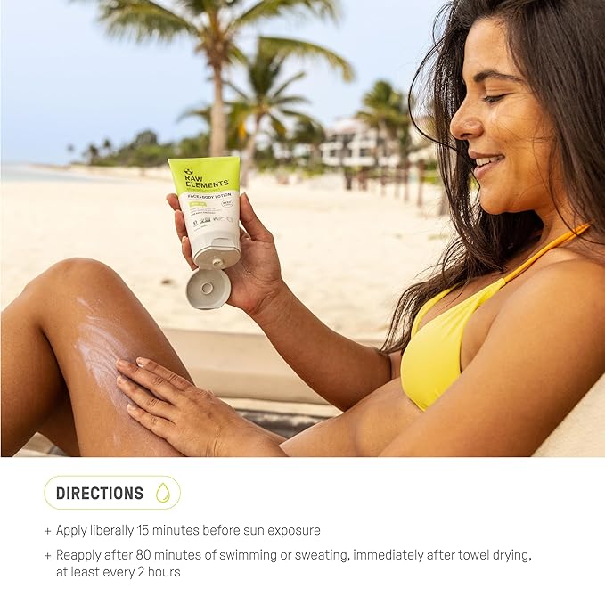 Raw Elements Face and Body Mineral Sunscreen SPF 30 Tube, Organic Sunblock Daily Protection, Non Toxic Reef Safe, Water Resistant, Cruelty Free, 3 oz (Pack of 2)