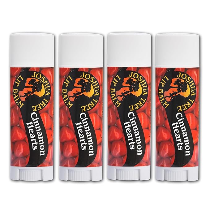 Joshua Tree Organic Lip Balm: 25 Flavor Varieties Made with Beeswax (4-pack, Cinnamon Hearts)
