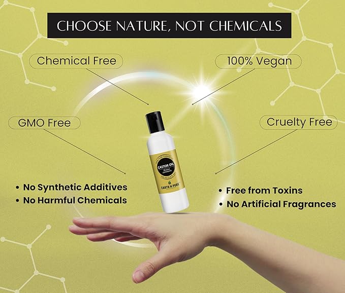 Earth N Pure Castor Oil (Arandi Oil) Cold Pressed, Natural, Therapeutic Grade for Hair Growth, Nails, Eyelash Pack of 2 | 100 ml