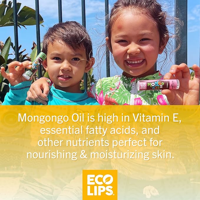 Eco Lips Mongo Kiss Organic Lip Balm 4-Pack – Strawberry Lavender & Coconut Flavor | Ultra-Moisturizing, USDA Organic Lip Care | Made in USA, Cruelty-Free (0.25 oz.)